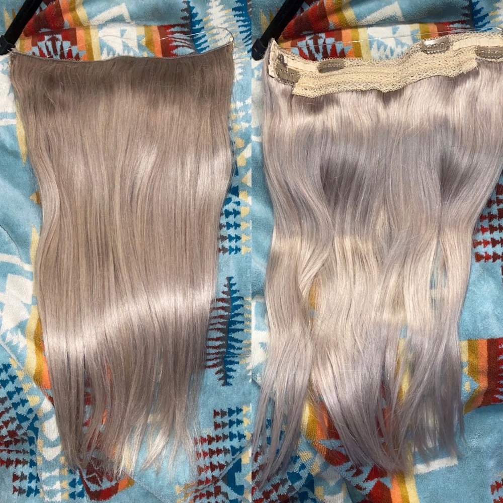 16 inch Grey/Platinum Halo Hair Extensions